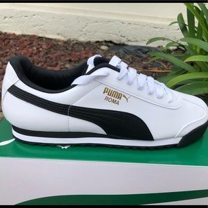 Puma Roma White Black Men's Shoes Size 7.5-13